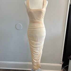 NanaMacs Cream Strapless Dress